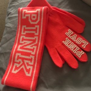 Pink by Victoria secret gloves/ headband